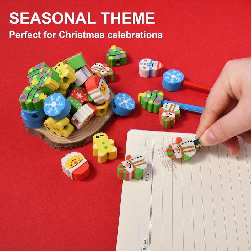 DOMG 42Pcs Christmas Pencil Top Erasers for Kids Bulk, Cute Cap Eraser Mini Eraser Toppers for Party Favors Goodie Bags Stuffers Stocking Stuffers Holiday Gifts - Image 5